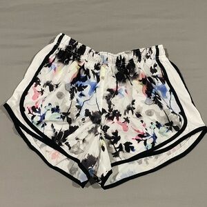 Nike Women's Black and White Floral Athletic Shorts